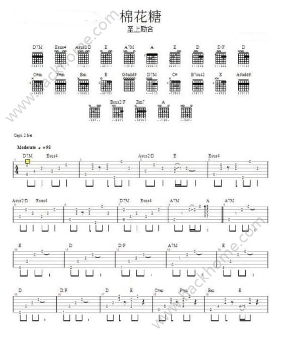 抖音王欣宇棉花糖吉他高德娱乐谱 抖音王欣宇棉花糖数字简谱[图]